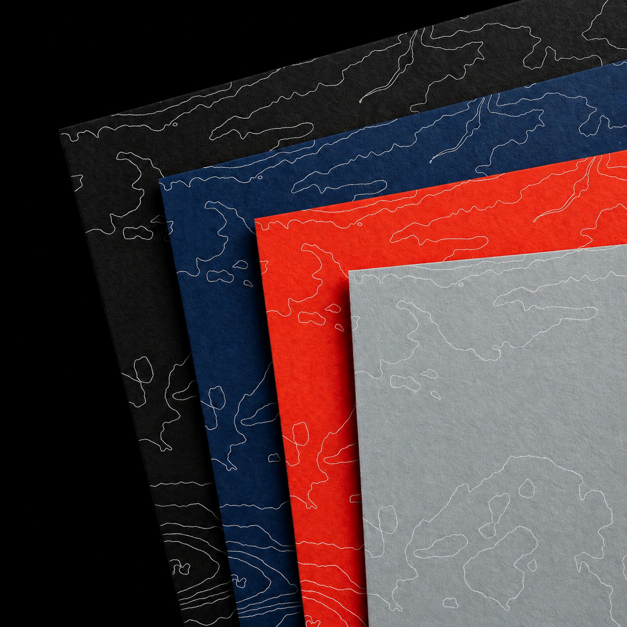 Papiers d'art 240 g colorés imprimés avec les courbes topographiques