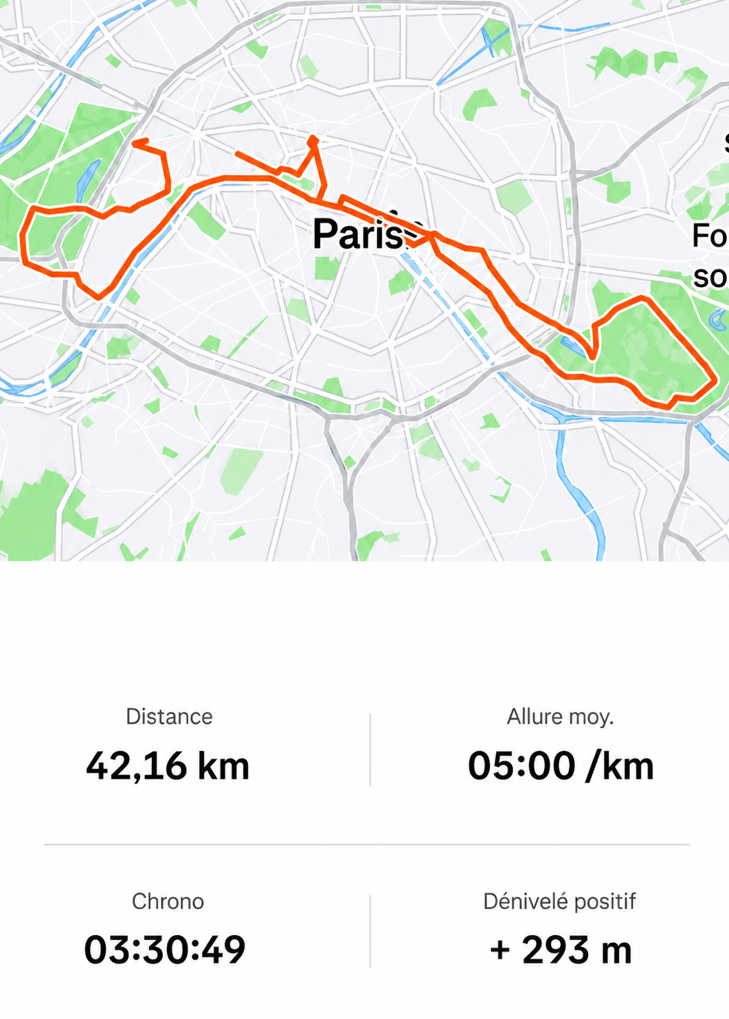Capture d'écran activité Strava